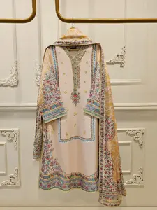 Aghanoor 3 Piece- 100% Pure Raw Silk Embroidered Suit