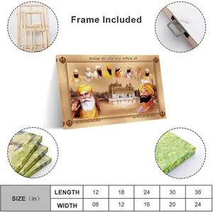 Baba Deep Singh Ji Met Alle Tien Sikh-goeroes En Gouden Tempel in Amritsar HD Art Poster3Wall Art Canvas Print Bedroom Living Room Decor Decoration Artistic