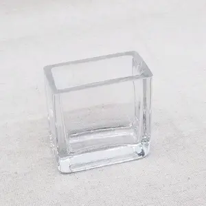 Rectangle Glass Mini Vase 3" x 3" x 1.5" Durable Glass for Home and Garden Decor, Versatile Use with Jewelry and Decorative Items