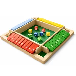 Shut the Box Dice Game - Colorful Wooden Board Game with 10 Numbers and 8 Dices, Fun Math Game for Kids and Adults