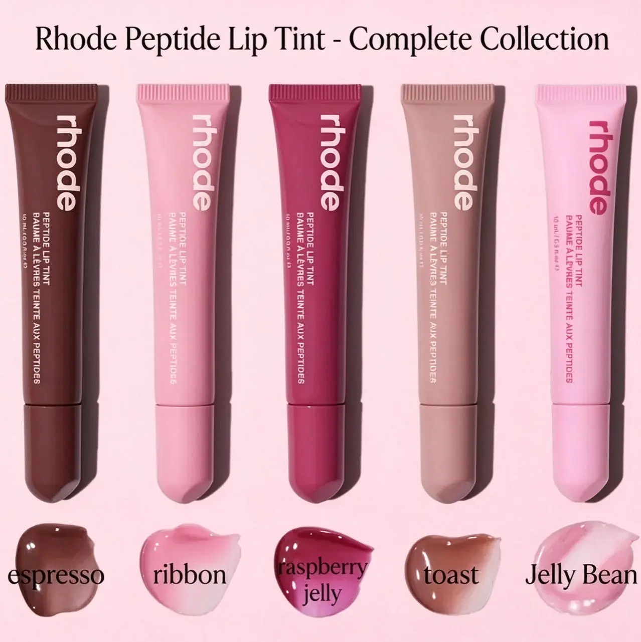 Shades Rhode Peptide Lip Tint 10ml, Hydrating Tinted Lip Balm with Natural Gloss, Long-Lasting Moisturizing Lip Color, Nourishing Daily Lip Makeup for Girls – 1/2/3 Pack