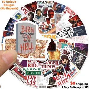 50PCS 80s Retro Sci-Fi Horror Stickers Spooky Mystery Vinyl Decals for E-reader Laptop Water Bottle & Phone Case Aesthetic Vintage TV Series Gift for Fans Cellphone Protector Cover