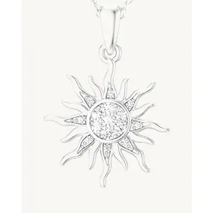 AVELI 18k Gold Plated Sun Star Pendant Charm Necklace with Lab Created Diamonds - Rapunzel Tangled Enchanted Inspired Jewelry, Magical Fairytale Hypoallergenic Necklace for Women