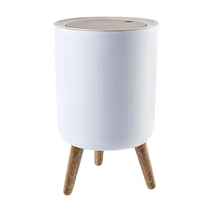 Trash can，7Liter/1.8 Gallon Garbage can with Press top Lid，Waste Basket，Nordic Modern Plastic Trash bin Suitable for Kitchen, Bathroom, Bedroom, Living Room, Office, Outdoor