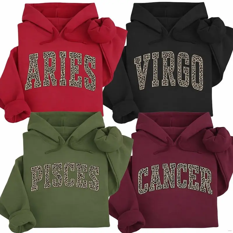 トップス herpraha zodiac sign zip hoodie zodiac puff print hoodie - TikTok Shop