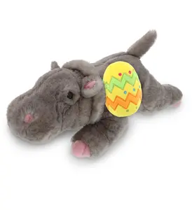 DOLLIBU 11" Plush Hippo Easter Egg Stuffed Toy - Wild Collection, Soft Fill, Spring Theme, Polyester Fabric