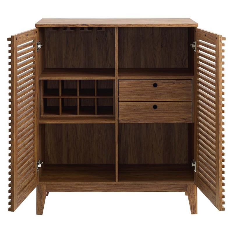 Modway Render Bar Cabinet in Walnut