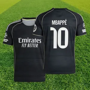 2526 Away Home Black Short sleeved jersey No. 10 Mbappé soccer Jersey