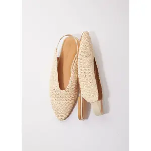 Sandals MOROCCO- NATURAL RAFFIA slingback closed toe flat Women's Lightweight Breathable