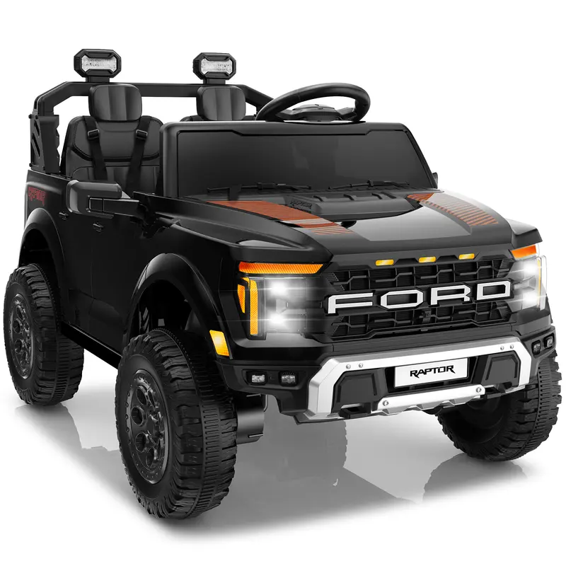 Segmart Licensed Ford F-150 Raptor 24V 2-Seater Ride On Truck for Kids, Electric Toy Car w/Remote, LED Lights & Bluetooth – Safe, Powerful & Realistic, Best Christmas Gift for Kids,Black Friday