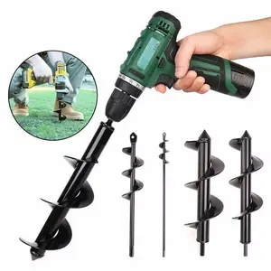Auger Drill Bit for Planting 1.6 x 9 Inch & 1.6 x 18 Inch & 1.8 x 15 Inch & 3 x 12 Inch & 3 x 24 Inch & 4 x 12 Inch （optional） – Garden Spiral Hole and Bulb Planter Tool for Umbrella Holes - Compatible with 3/8 Inch Hex Drive