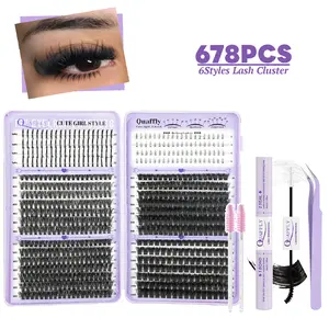 678PCS Lash Clusters With Spikes Wispy Eyelash Clusters Kit 14-20mm Spikes Lash ClustersVolume Cluster Eyelash Extensions Lash Clusters Kit Individual Lashes With Lash Bond And Seal (40D 60D 80D 100D,10-18mm)