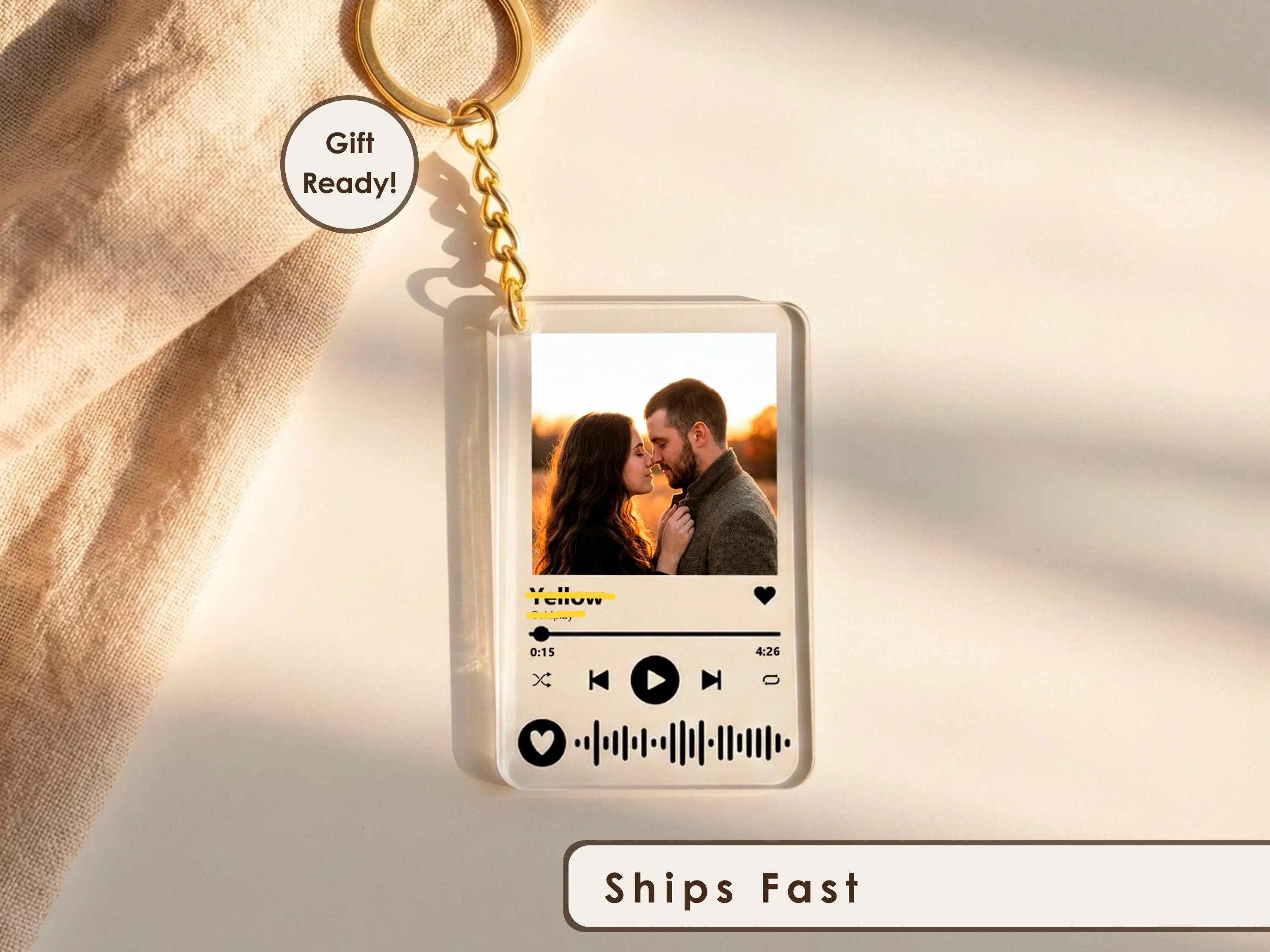 Personalized Music Photo Keychain – Custom Photo Keyring, Music-Inspired Keepsake Gift for Him or Her, Personalized Memory Key Ring