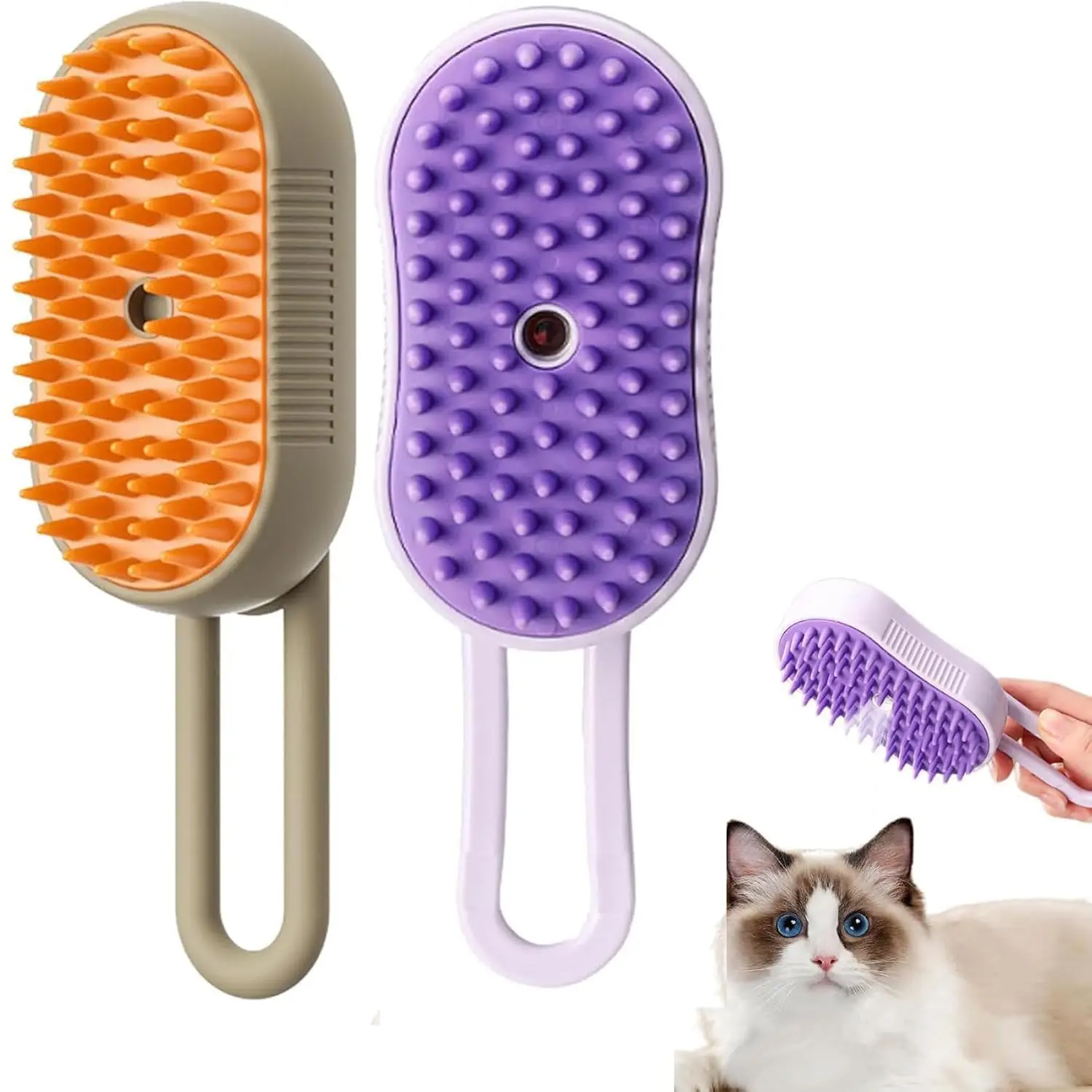 4 in 1 Cat Steam Brush, 2 Counts Rechargeable Anti-static Steam Pet Brush, All in One Pet Brush for Massage, Cleaning, Shedding & Combing