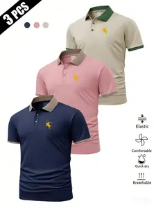 Men's Summer Polo Shirt Set, Wild West Print Short Sleeve, Breathable Comfort, Business Casual Golf Wear