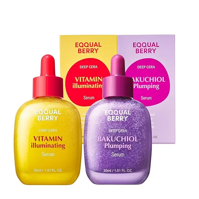 [New Deal] Bakuchiol & Vitamin C Serum Set - Anti-Aging & Brightening Duo for Radiant, Firm Skin | Gentle Retinol Alternative & Vitamin-Packed Glow Enhancer, 1.01oz / 30ml Each Skincare Comfort