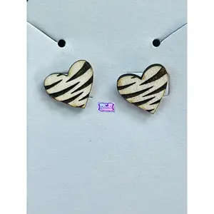 Heart Stud Wood Earrings