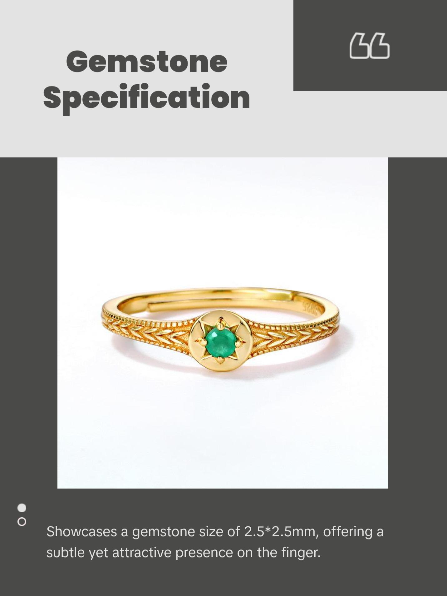 Emerald Sun Stamp Adjustable Ring