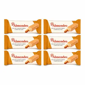 Creamy Almond Turron Nougats From Spain, Traditional Spanish Candy Individually Wrapped, 6 Turron Blando Bars By El Almendro, Dessert, Gluten Free, Stocking stuffer