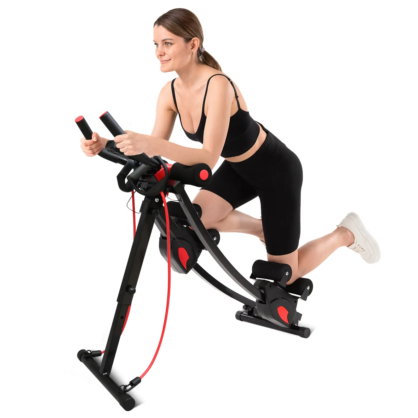 Fitness Ab Machine, 4 Adjustable Resistance Levels Ab Workout Equipment for Home Gym, Height Adjustable Ab Trainer, Foldable Fitness Equipment.440lbs Weight Capacity Training Abdominal Exercise Board