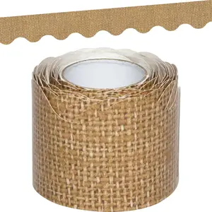 Burlap Scalloped Rolled Border Trim-50 ft-For Decorating Bulletin Boards, Walls, Desks, Windows, Doors, Lockers, Schools, Classrooms, Homeschool & Offices