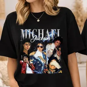[Sale Up To 30%] Retro King Of Pop Michael Trendy Jackson Graphic Tee Print Custom Unisex T-Shirt