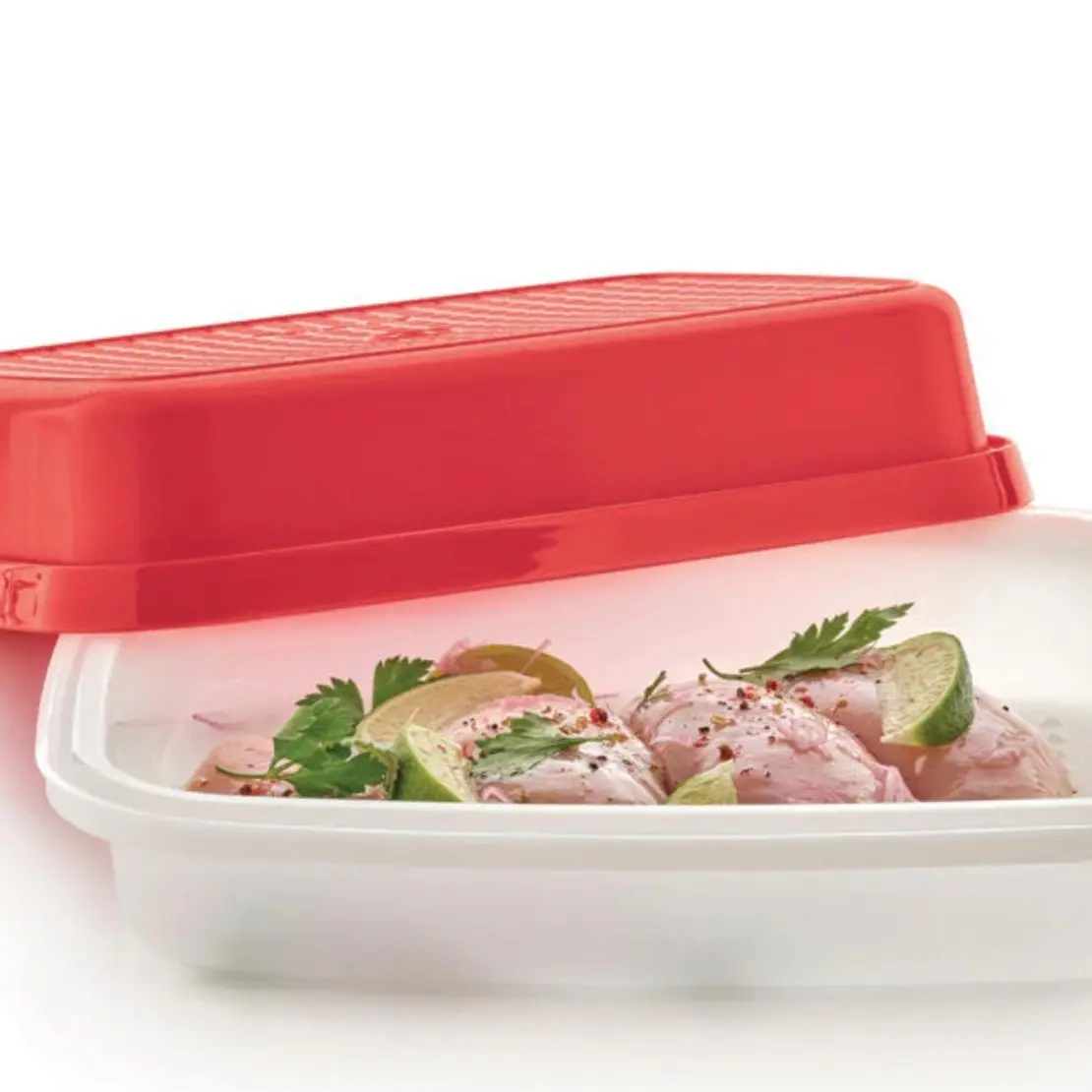 Marinator - Tupperware Season Serve Container for Two-Sided Marinating Dredging Breading or Storing Meats and Vegetables Mess-Free Kitchen Utensils with Tight Seal and 3D Grid Pattern for Even Seasoning