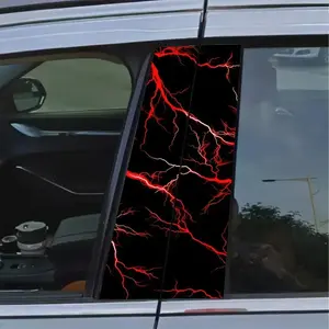2-Piece bold red lightning wave vinyl car decal easy to stick on glass and metal surfaces Vehicle Exterior Decoration Rear Side Decal Car Decorative Sticker Automotive Decoration Automobile Decals