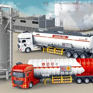 High-Quality Realistic Large-Size Inertial Tanker & Gas Truck Toy, Kids Engineering Flatbed Trailer Model, Perfect Birthday Party Gift, Flatbed Semi Truck
