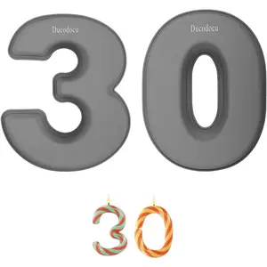Silicone Number Cake Pan Large 3D Number Cake Mold Baking Forms Novel Cake Tins DIY Baking Mold for 3/30th Birthday Wedding Anniversary 10 inch Number of 3&0, 2 Pack
