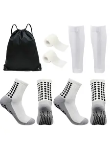 Football Equipment Set, Sports Socks & Bandage & Drawstring Bag, Non-slip Outdoor High Quality Socks, Sports Socks for Men & Women