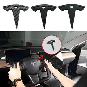 1pcs ABS Car Steering Wheel Center Emblem Sticker for Tesla Model 3 Mode S X Model Y Juniper Roadster SpaceX