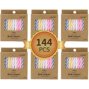 144-Count Multicolored Spiral Birthday Candle, Birthday Candles For Cake,Cupcake Candles, Party Celebration