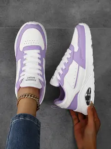 New Women's Air Cushion Casual Shoes, Melanin Color Block, Soft Elastic Shock Absorption, Breathable and Durable, All Seasons