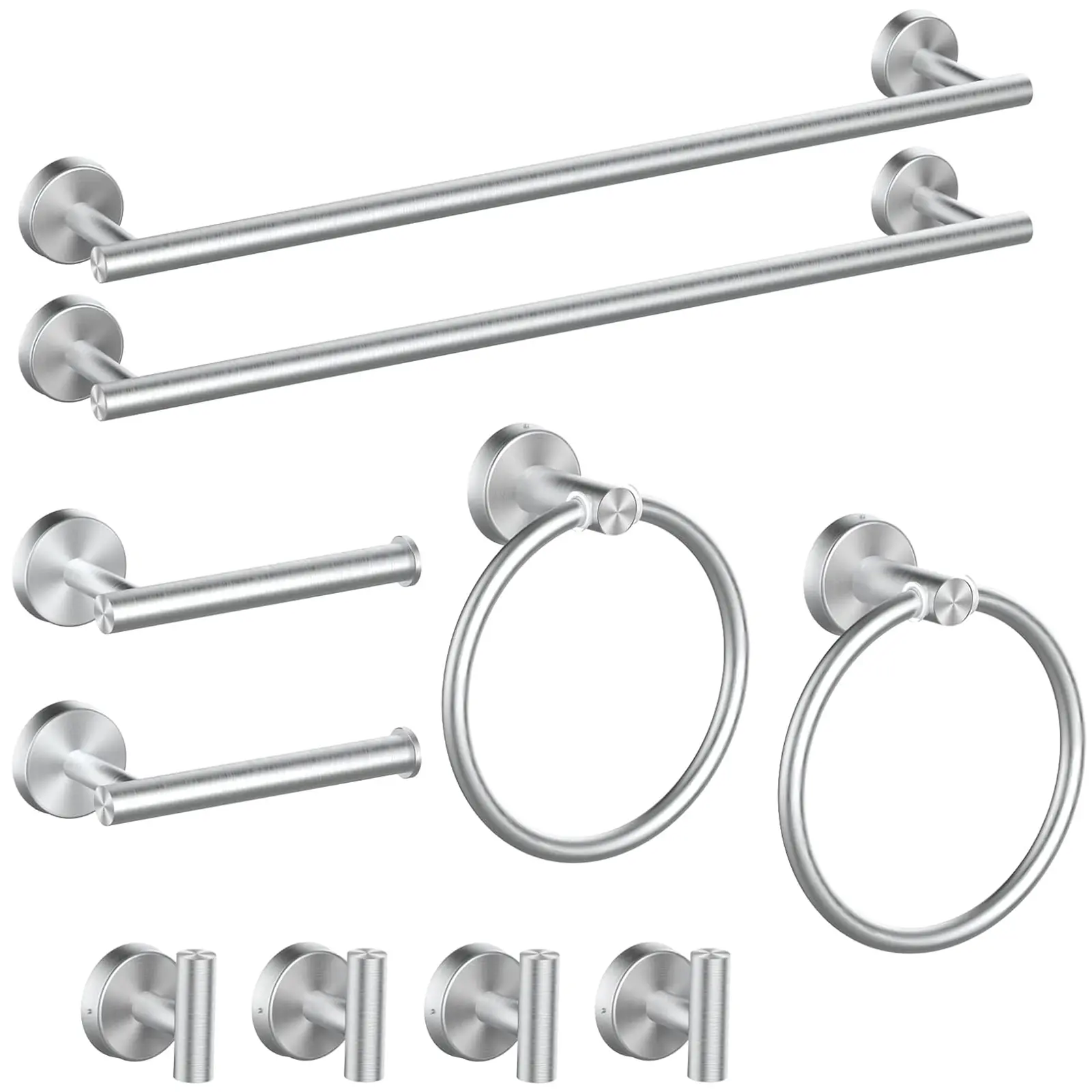 10pcs Bathroom Hardware Set Stainless steel Hand Towel Bars, Toilet Paper Holders, Towel Rings, Robe Towel Hooks Brushed Nickel Towel Racks Set