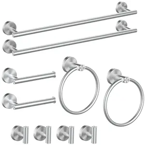 10pcs Bathroom Hardware Set Stainless steel Hand Towel Bars, Toilet Paper Holders, Towel Rings, Robe Towel Hooks Brushed Nickel Towel Racks Set