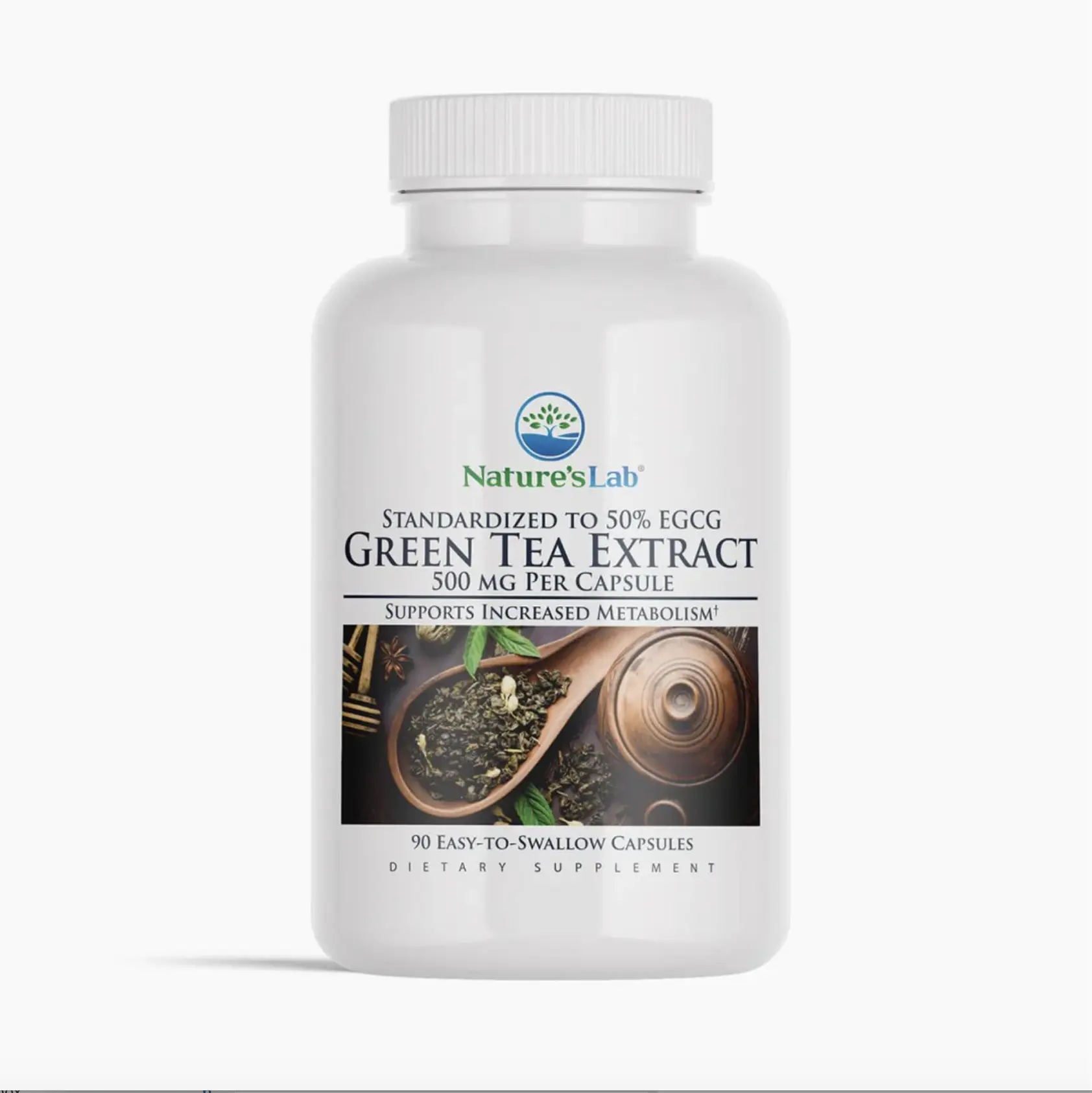 Nature's Lab Green Tea Extract 500 mg – Antioxidant & Metabolism Support – 90 Capsules – Polyphenols & EGCG – Energy & Immune Health – Non-GMO, Gluten-Free Supplement Fitness Healthcare