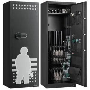 VEVOR 10-12 Gun Safe, Long Gun Cabinet for Rifles and Pistols, Quick Access Rifle Safe with 4 Pistol Pockets and 3 Adjustable Racks, Large Digital Cabinet with Key and Password Lock