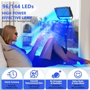 96/144 LEDs Skin Tanning Lamp Solarium Lamp with Tripod,Wavelength 460nm&480nm Tanning Lamp for UV Tanning Body Skin Care Healthcare Fitness