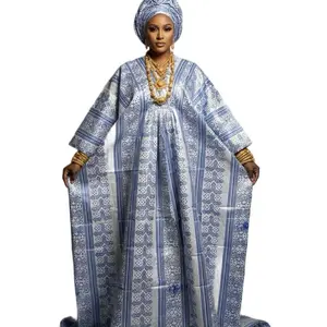 Elegant Blue and White African Print bubu   for Women