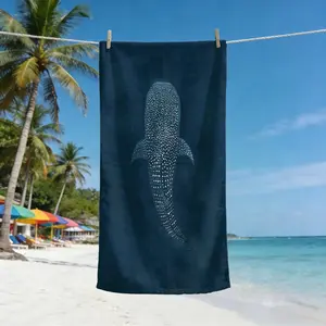 Deep Sea Whale Shark Beach Towel, Soft Quick-Dry, Sandproof Sun Protection, Perfect for Summer Vacation, Travel, Pool, Camping