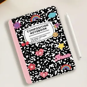 This black and white notebook-patterned case features an adjustable stand and pen slot, and is a foldable, non-slip TPU protective case suitable for Samsung, iPad mini, iPad Air, iPad Pro/iPad 10th and 11th generation iPads.