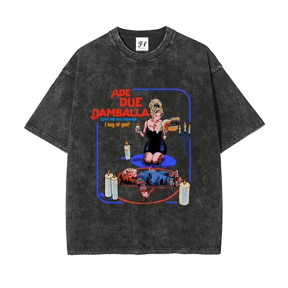 Men's ST 100% Cotton Vintage Graphic T-Shirt with Bride of Chucky Horror Design, Unisex Oversized Washed Cotton Streetwear, Soft Stretch Fabric, Tshirt, Vintage Graphic Tees