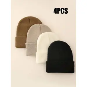 2pcs/3pcs/4pcs Variety Pack, Beanie Fitted, Durable & Versatile Design, Ideal for Everyday Use, Perfect Gift Option, High-Quality Material