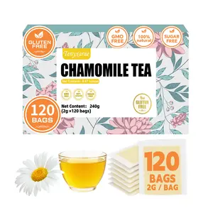 100% Natural Organic Chamomile Tea Bags (120 Counts, 2g Per Bag) | Caffeine-Free, Sugar-Free, Gluten-Free & Vegan | Promotes Digestion & Sleep Quality | Individually Wrapped Eco-Friendly Tea Bags