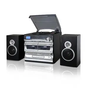 Trexonic 8-in-1 Silver 3-Speed Turntable Stereo System w/ Recording