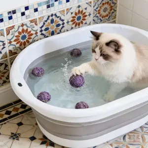 Multifunctional Pet Cleaning Set with Foldable Bath Tub and Grooming Brush, Non-Slip, Easy Storage, Suitable for Cats and Dogs, Grooming Supplies