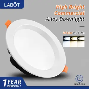LED Ceiling Light Three-Color Integrated No Flicker Commercial Recessed Lamp for Stores Malls Offices Hotels