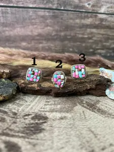 Handmade Sterling Silver 'Cotton Candy Cobble Collection' Adjustable Ring "Signed Nizhoni"