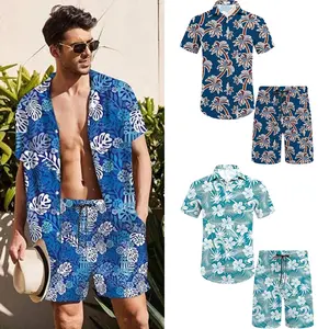 Men's Hawaiian Vacation Matching Set Tropical Monstera Palm Leaf Hibiscus Flower Plumeria Shirt Shorts Outfit Casual Beach Resort Wear Lightweight Breathable Sizes XS to 5XL